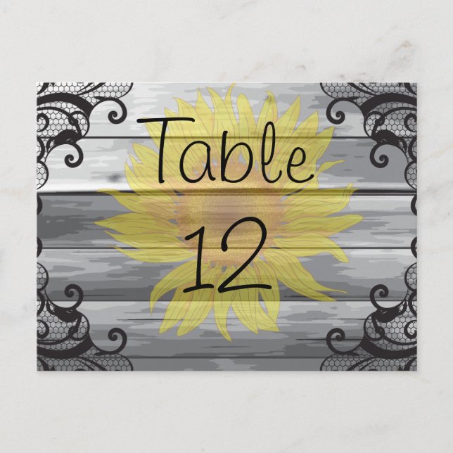 Solblommor Barn Wood och Black Snöre Vykort (Framsida)