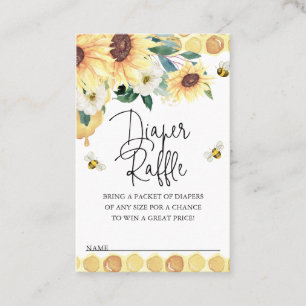 Solblommor Bee Baby Shower Diaper Raffle Insert Visitkort