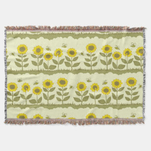 Solblommor, bin, söt sömlös mönster. filt
