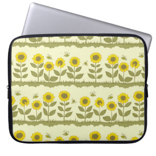 Solblommor, bin, söt sömlös mönster. laptop fodral