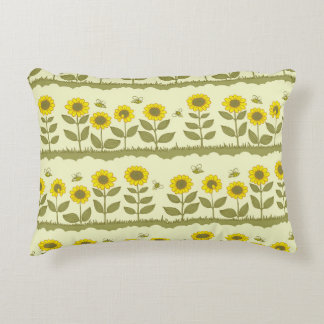 Solblommor, bin, söt sömlös mönster. prydnadskudde