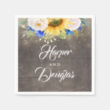 Solblommor Blå och Vita Fallbröllop