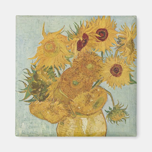 Solblommor (blått)-Vincent van Gogh Magnet (Framsidan)