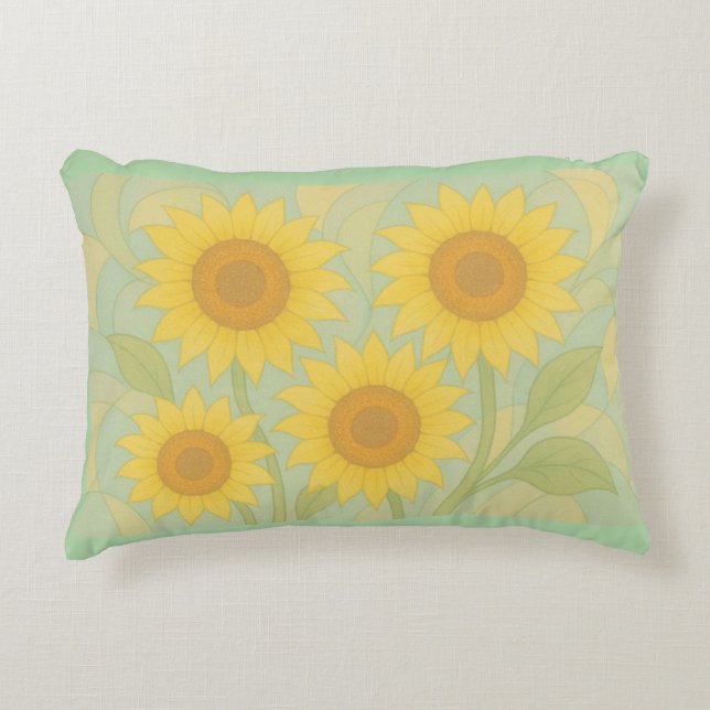 Solblommor - Blommigt av fetstil - design för feta Prydnadskudde (Framsidan)