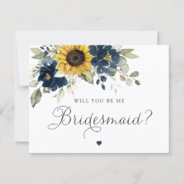 Solblommor Blommigt Blue blir min bridesmaid Inbjudningar