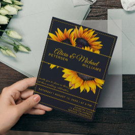 Solblommor Bloom | Guld och det moderna Bröllop Inbjudningar