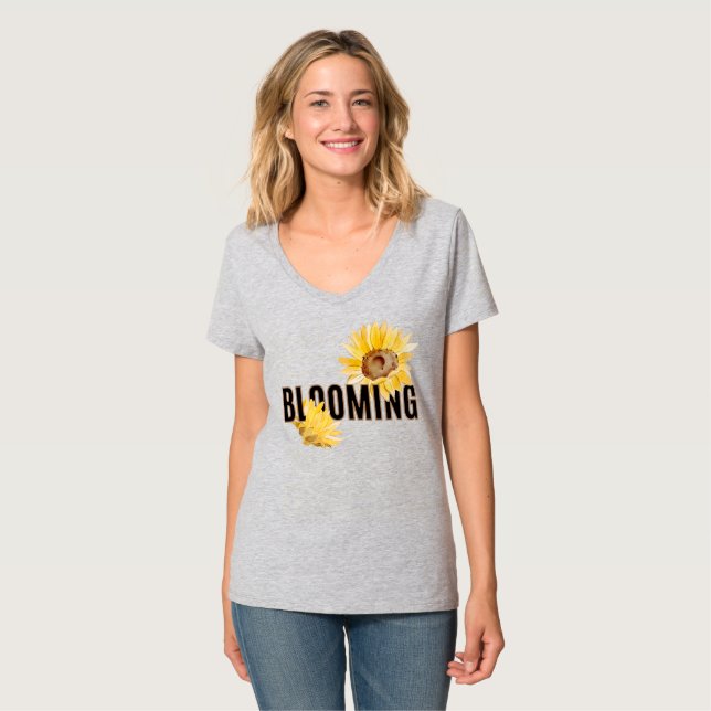 Solblommor Blooming T Shirt (Hel framsida)