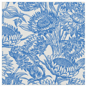 Solblommor Blue Toile Tyg