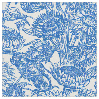 Solblommor Blue Toile Tyg