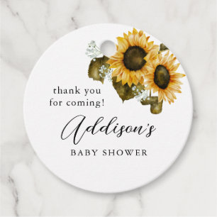 Solblommor Boho Baby Shower Gåvor Etiketter