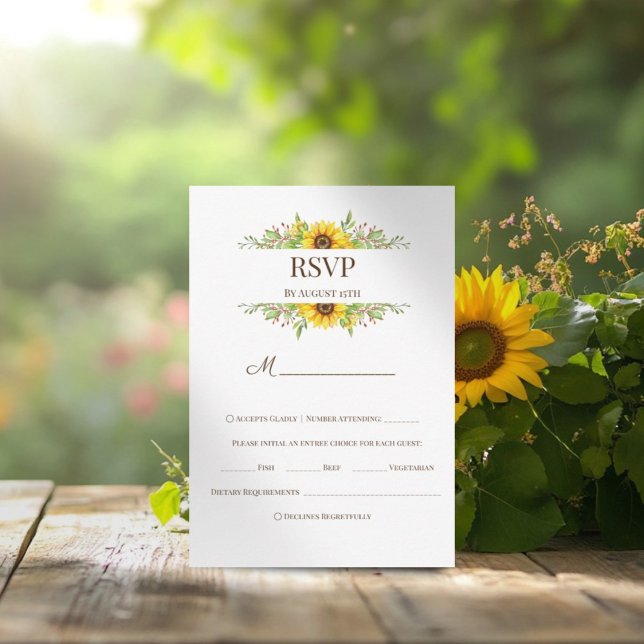 Solblommor boho bröllop romantic sommmertime OSA kort (Skapare uppladdad)
