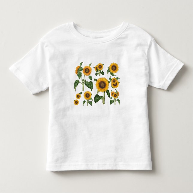 Solblommor Botanical Greenery T Shirt (Framsida)