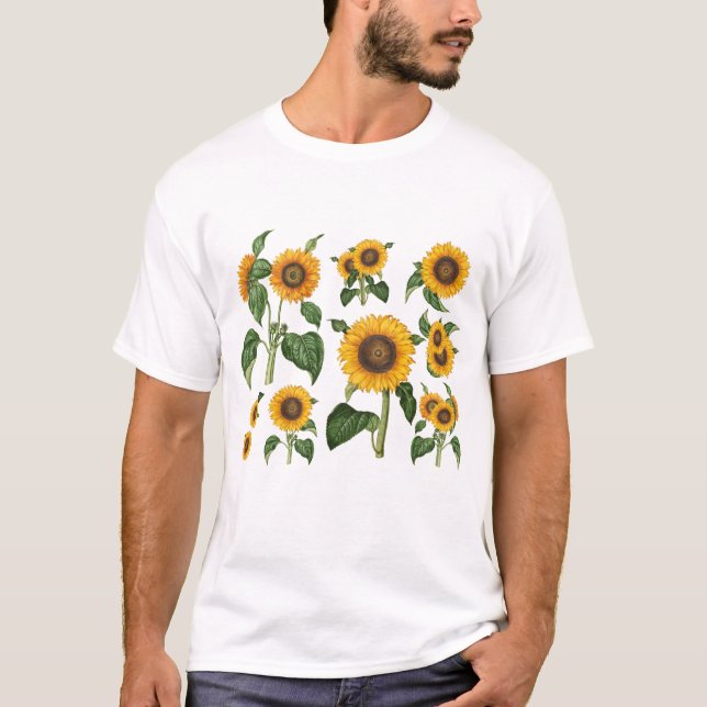 Solblommor Botanical Greenery T Shirt (Framsida)