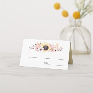 Solblommor Bouquet Bröllop Placecards Placeringskort