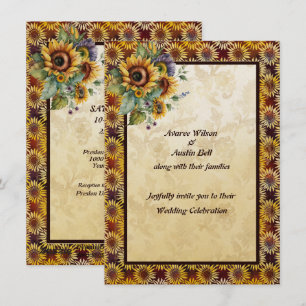 Solblommor Bouquet Brown Guld Inbjudningar