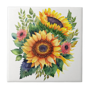 Solblommor Bouquet - Fransk Land Home Decor Kakelplatta