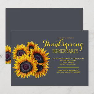 Solblommor Bouquet Thanksgiving Party Gult Inbjudningar