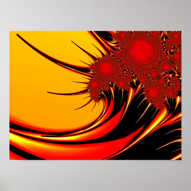 Solblommor Bra Fractal Art Poster (Framsidan)