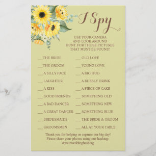 Solblommor Brölloprecept I Spy Game Card Flyer