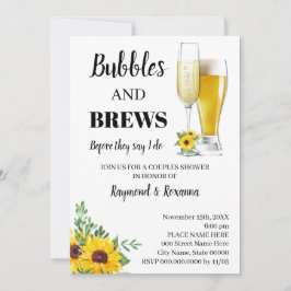Solblommor, bubbla och Brews Par Shower Inbjudningar
