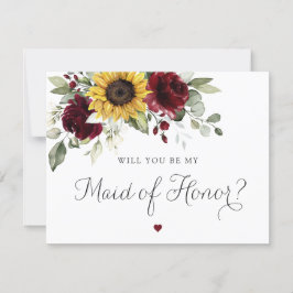 Solblommor Burgundy Bröllop Maid of honor kort