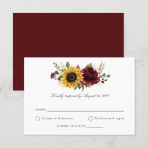 Solblommor Burgundy Greenery Bröllop OSA Card