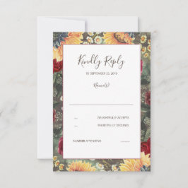 Solblommor Burgundy Rustic Fall Wedding OSA Kort
