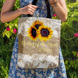 Solblommor, burlap snöre bröllop budens mamma tygkasse