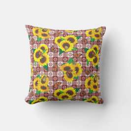 Solblommor Butterflies Red Gingham Kudde