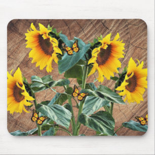Solblommor Butterflies Rustic Barn Board Musmatta