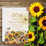 Solblommor Butterflies Women's 30års födelsedag Pa Inbjudningar<br><div class="desc">Elegant: Oblommor och fjärilar kvinnoinbjudan till 30års födelsedag. Kontakta mig om du behöver hjälp med dina anpassningar eller om du vill be om ytterligare matchning eller samordning av Zazzle-produkter för party.</div>