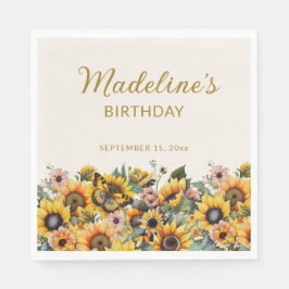 Solblommor Butterfly Kvinnor födelsedag Pappersservett
