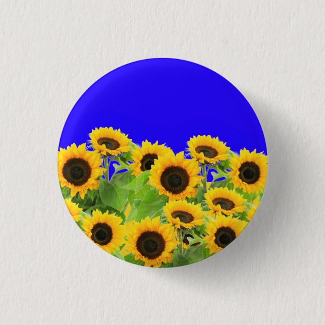 Solblommor Button Ukraina Flagga Freedom Peace Knapp (Framsida)