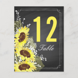 Solblommor Chalkboard Rustic Bröllop Bord Card Vykort