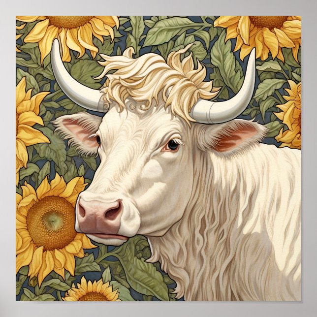 Solblommor Cow Poster (Framsidan)