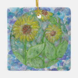 Solblommor Dream Circle med Teal Art Ornament