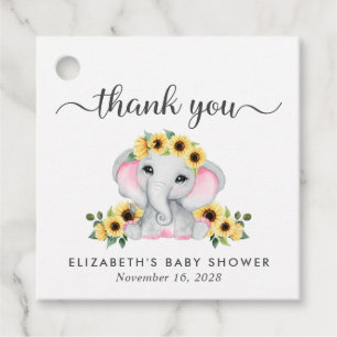 Solblommor Elephant Flicka Shower Tack Gåvor Etiketter
