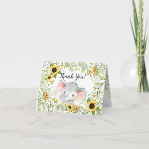 Solblommor Elephant Girls Baby Shower Tack Kort