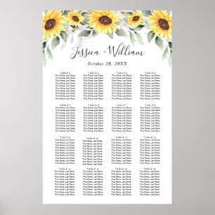 Solblommor Eucalyptus 16 Bord SEATING CHART Poster