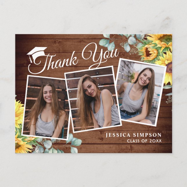 Solblommor Eucalyptus 3 PHOTO Studenten Tack Meddelande Vykort (Framsida)