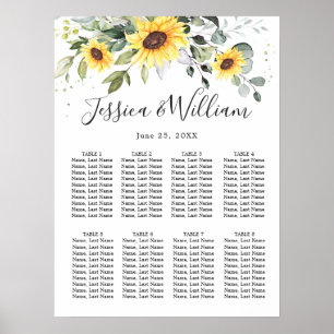 Solblommor Eucalyptus 8 Bord SEATING CHART Poster