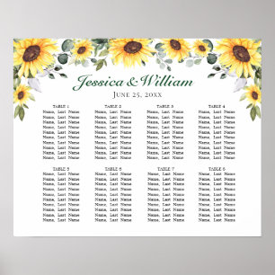 Solblommor Eucalyptus 8 Bord SEATING CHART Poster