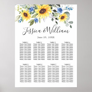 Solblommor Eucalyptus 8 Bord SEATING CHART Poster