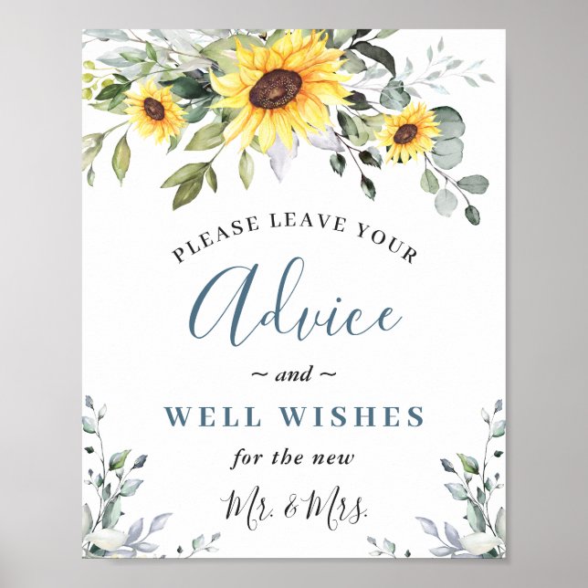 Solblommor Eucalyptus Advice & Önskemål Bröllop Si Poster (Framsidan)