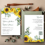 Solblommor Eucalyptus Alla i ett QR-kod Bröllop Inbjudningar<br><div class="desc">Förbluffa dina gäster med den här eleganten på en bröllopsinbjudan med vackra solblommor och modern typografi med QR-kod för onlinens OSA. Lägg bara till din händelseinformation i den här mallen som är enkel att använda för att göra den till en inbjudan av typen en.</div>