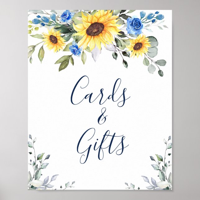 Solblommor Eucalyptus Cards och Gifts Bröllop Sign Poster (Framsidan)