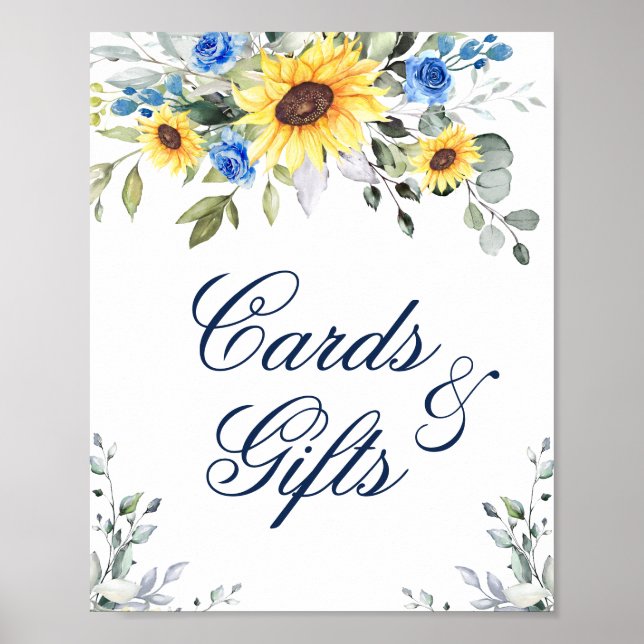 Solblommor Eucalyptus Cards och Gifts Bröllop Sign Poster (Framsidan)