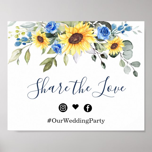 Solblommor Eucalyptus  Kärlek Bröllop-tecknet Poster (Framsidan)