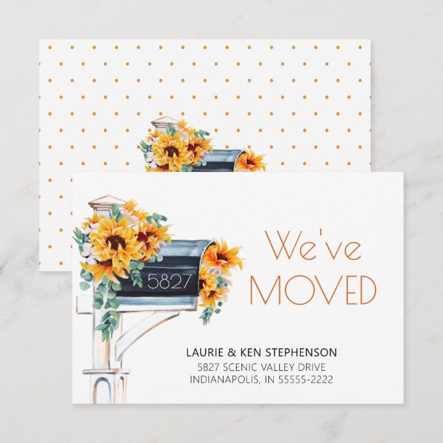 Solblommor Eucalyptus Mailbox Vattenfärg Vi Flytta (Fram/baksida)