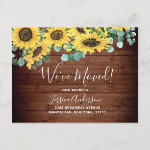 Solblommor Eucalyptus Rustic Flytta Announcement Vykort